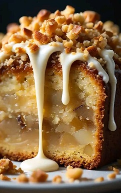 Budín crujiente de Peras y nueces.