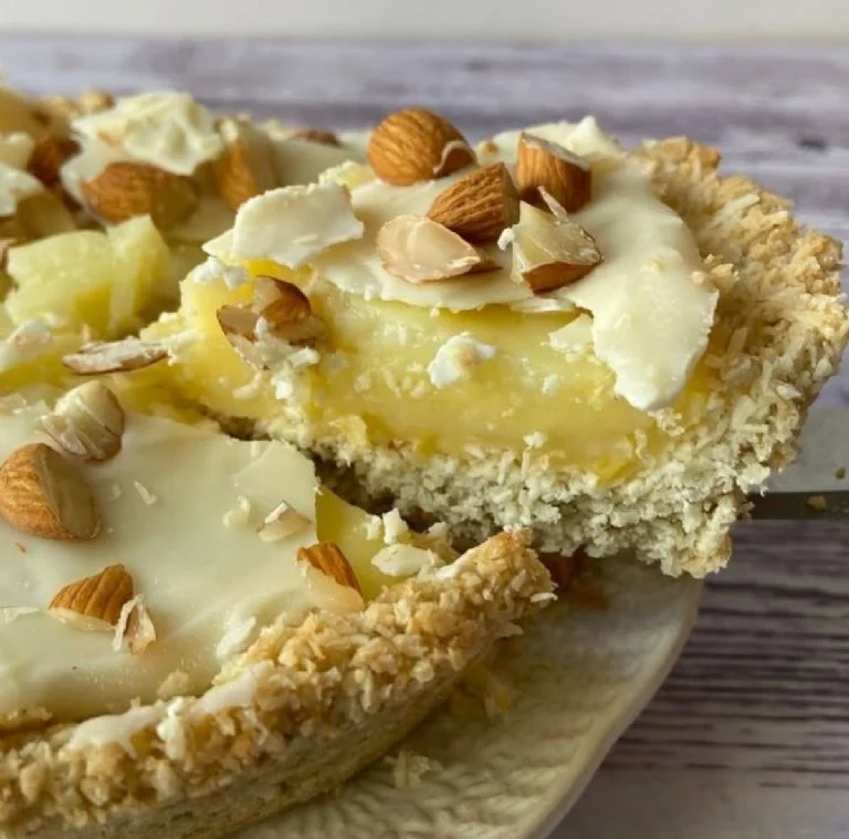 Tarta de avena, coco y limón, con menos azúcar