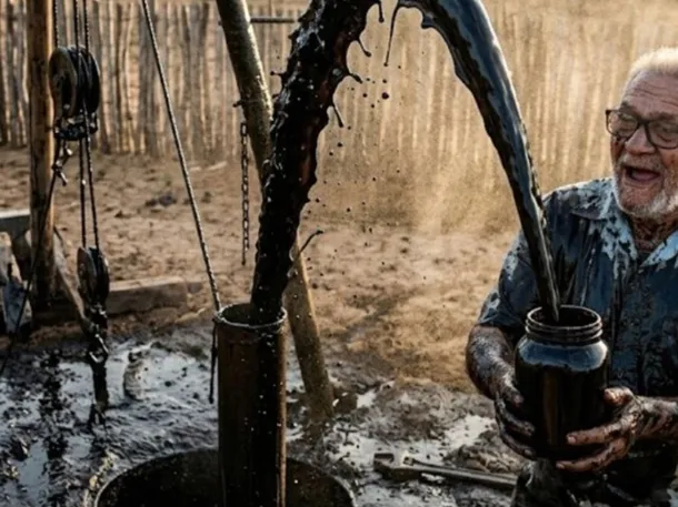 Cavó un pozo en su campo para obtener agua y encontró petróleo