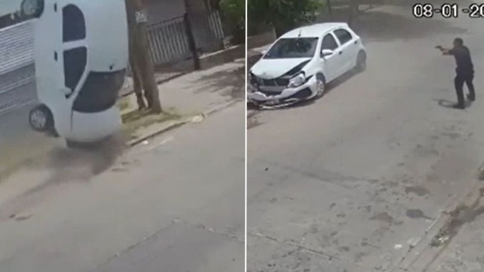 Persecuci&oacute;n, vuelco y tiroteo entre polic&iacute;as y ladrones